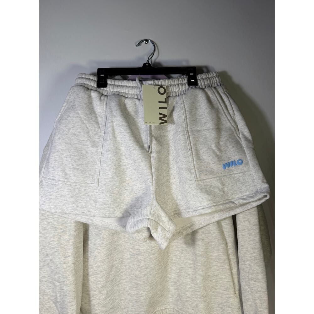 WILO The Label Women’s 2-Piece Hoodie Shorts Set White Marle Blue L NWT - Picture 10 of 13